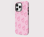 Pink Heart iPhone Case – Shockproof Dual Layer MagSafe Compatible Cover