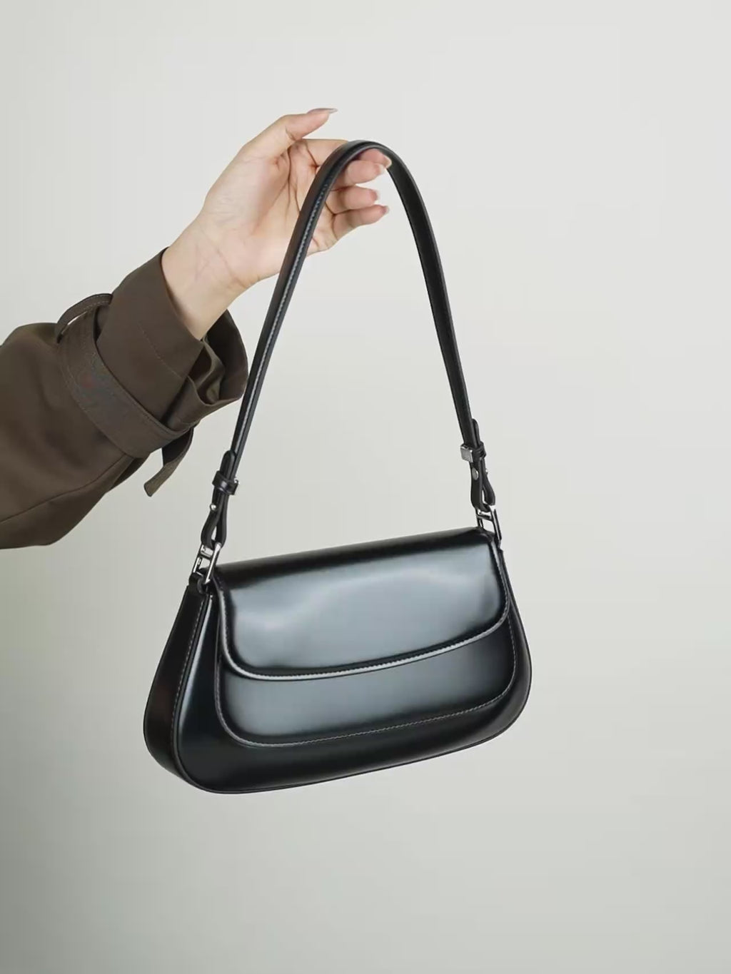 Premium Genuine Leather Baguette Bag Quiet Luxury Shoulder Purse